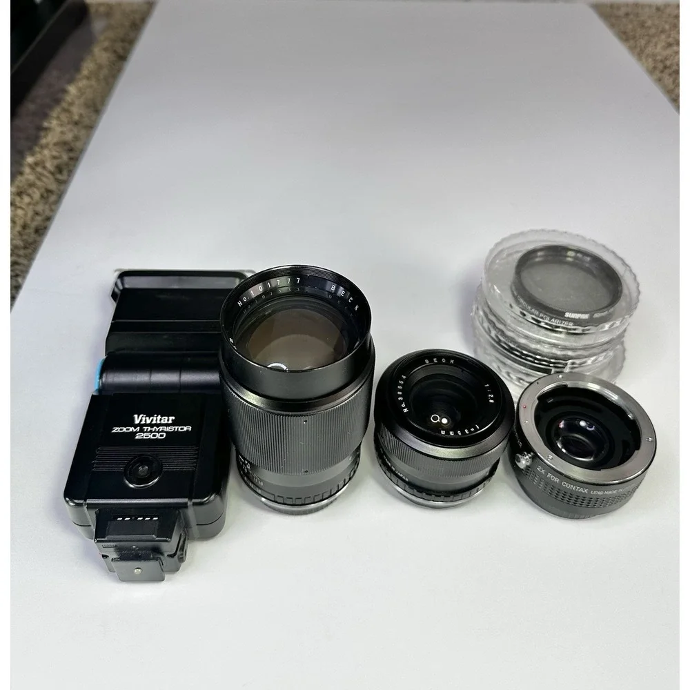 Lot of Vintage Mixed Camera Lens Accessories Beck Vivitar Sunpak